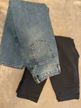 H&M Straight-Leg Jeans Pair in Blue Denim and Black